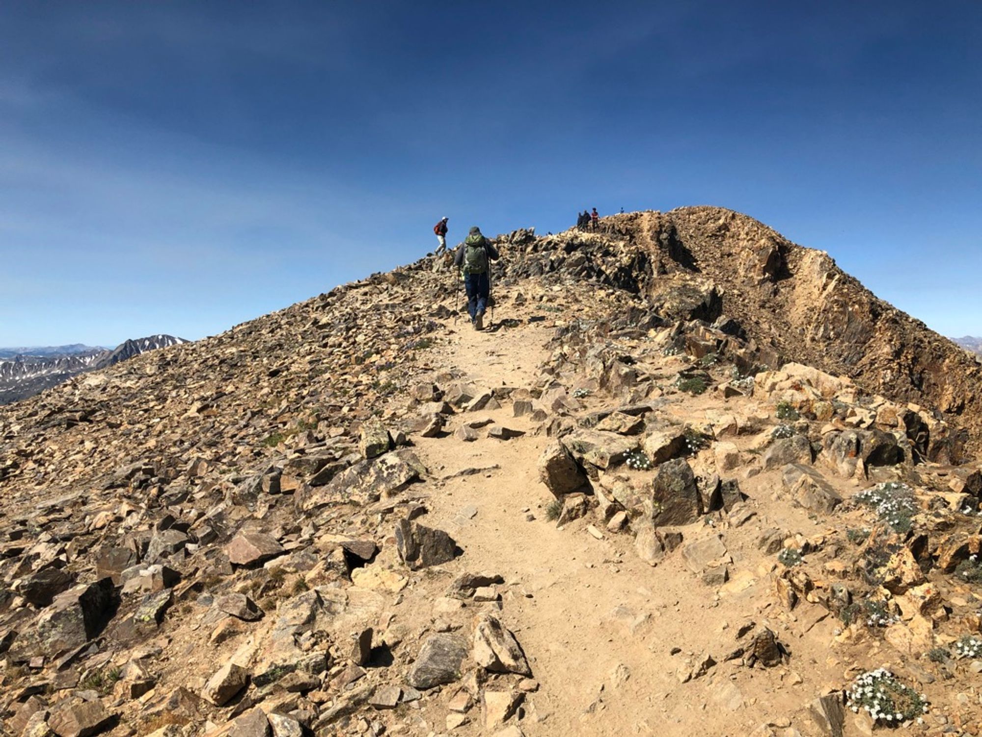 View of the rocky trail, almost at the summit